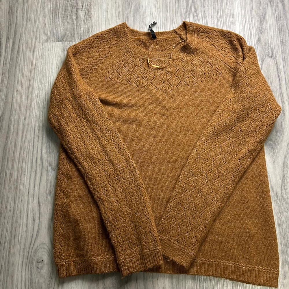Kuhl‎ Women's Brown Textured Knit Sweater Size S Lace Knit Detail